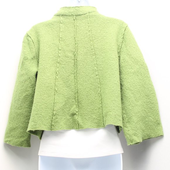 Wool Button-Down Jacket Size M Green - Picture 3 of 9